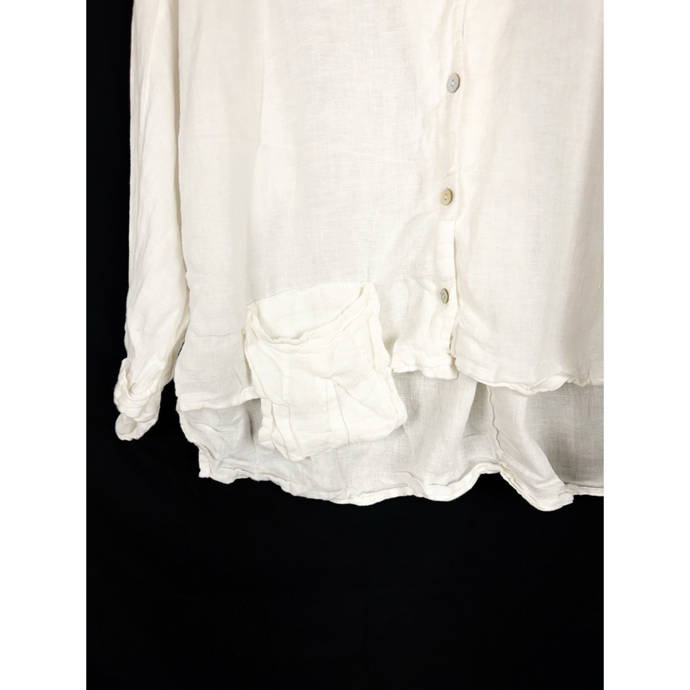 Belle France Shirt Sz S White Linen Button Front Italy Coastal Minimal Lagenlook - Picture 4 of 6